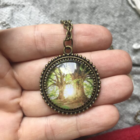 Cabochon Anhänger Kette Baum Natur