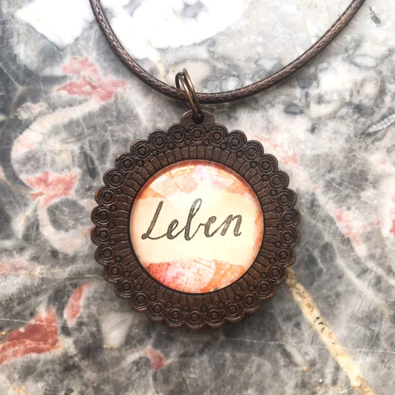Handmade Cabochon MotivKette “Leben” Einzelstück Fabienne Rose